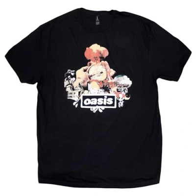 Afbeelding van Rock Off officially licensed products Oasis Atomic Collage Band Logo T shirt, zwart.