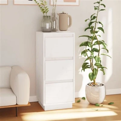Afbeelding van Dressoir 32x34x75 cm massief grenenhout wit