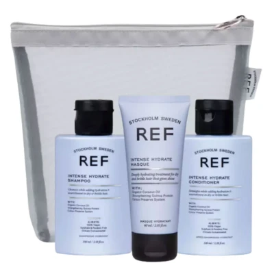 Afbeelding van REF Stockholm Travelbag Intense Hydrate Krullen Zomerpakket Vakantiepakket Droog haar Reisverpakking Shampoo Conditioner Haarmasker