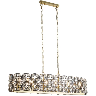 Afbeelding van Searchlight IRIS Hanglamp 6 Lichts Kristal Zwart Messing