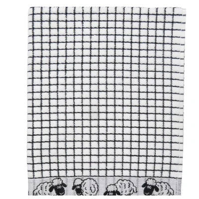 Afbeelding van Samuel Lamont &amp; Sons Poli Dri theedoek, jacquard, schaap, zwart, afmetingen 50 cm x 70 cm, 100% katoenen badstof, zeer absorberend en superzacht, machinewasbaar, eenheidsmaat