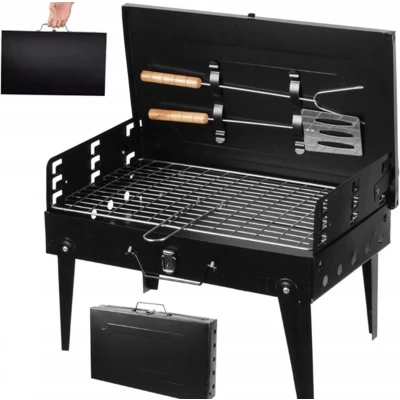 Afbeelding van Opvouwbare Barbecue Houtskool BBQ Draagbare Mini Grill Camping incl. Accessoires Zwart