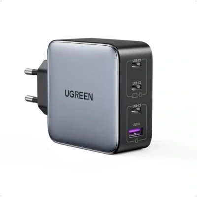 Image de Ugreen Adaptateur secteur 100 Watt 5 A PD 3.0, QC 4.0+ 4 connecteurs de sortie (3 x USB C, USB) Europe