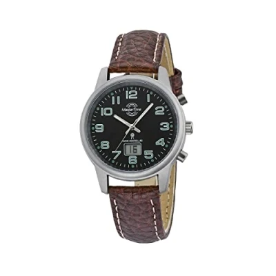 Afbeelding van Master Time MTLA 10762 22L Digitaal analoog kwartshorloge met leren band, riem, riem