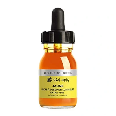 Afbeelding van lefranc&amp;bourgeois Lefranc Bourgeois 301275 Nan King kalligrafie en pigmentinkt hoogglans voor de beste tekeningen, schetsen, fles van 30 ml, geel