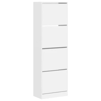 Image de vidaXL Armoire à chaussures 4 tiroirs rabattables blanc 60x34x187,5 cm3214371