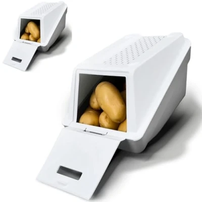 Afbeelding van ARTECSIS Aardappelopbergdoos wit 1 set S 3,5 liter stapelbare groentebox met EasyClick technologie groentestickers