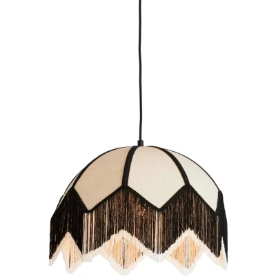 Afbeelding van Light &amp; Living Hanglamp Sulina Linnen 45cm Wit/Zwart