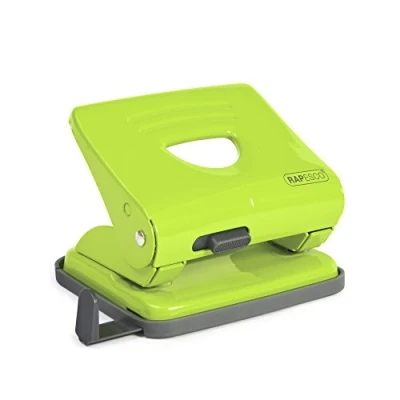 Afbeelding van Rapesco 1361 825 perforator met 2 gaten van metaal, voor 25 vellen, groen