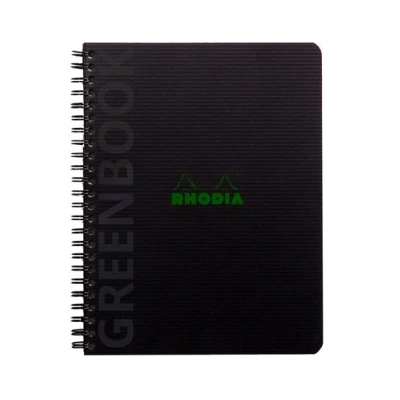 Afbeelding van Notitieboek A5 kleine vierkantjes 5/5 met Clairefontaine Rhodiactive briefhoofd Greenbook gerecycled en recyclebaar 160 uitneembare microgeperforeerde pagina&#039;s Zwart