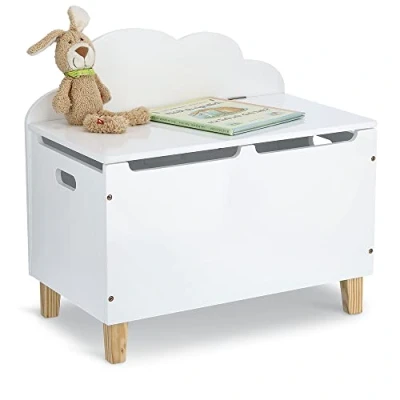 Afbeelding van Zeller 13509 kinderkist, wolk, MDF/grenenhout, circa 60 x 34,5 56 cm, wit