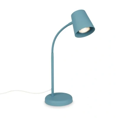 Afbeelding van BRILONER SKRIVA Bedlamp, bureaulamp draaibaar, tafellamp GU10 voor thuiskantoor met snoerschakelaar, leeslamp, duifblauw