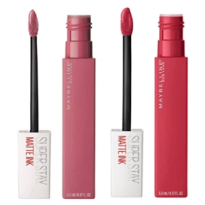 Afbeelding van Maybelline New York SuperStay Matte Ink Set van 2 lipsticks, Lover Lipcolour 15 + Ruler 80, met puntapplicator