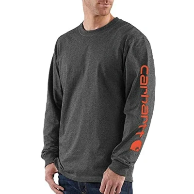 Afbeelding van Carhartt Herenshirt met lange mouwen Signature logo, Antraciet
