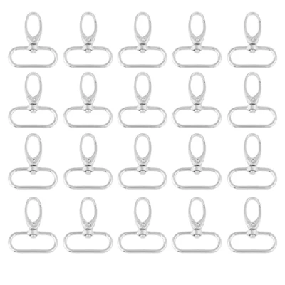 Afbeelding van 20 stuks karabijnhaak, macramé sleutelhanger, haken, zinkringen, draaibaar, trigger, clips, sleutelhanger (32 mm)
