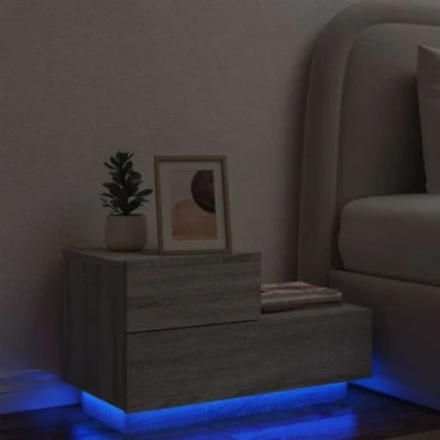 Afbeelding van vidaXL Nachtkastje met LED verlichting 70x36x40,5 cm grijs sonoma