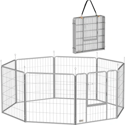 Afbeelding van PawHut Welpenauslauf Stahl 240L x 80B 80H cm Silber