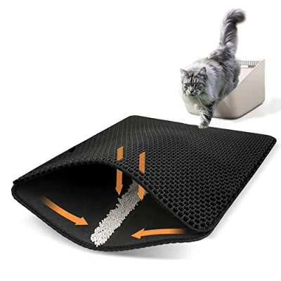 Afbeelding van Ycozy Grote kattenbakmat, kattentoilet, 60 x 40 cm, honingraatdesign, dubbellaags, gemakkelijk te reinigen
