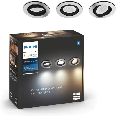 Afbeelding van Philips Hue Milliskin inbouwspot White Ambiance rond Wit 3 pack