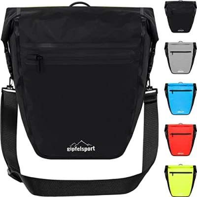 Afbeelding van gipfelsport Fietstas voor bagagedrager, fietstas, zadeltas, 21 liter, waterdicht, reflecterend, zwart