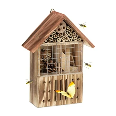 Afbeelding van Relaxdays insectenhotel bijenhotel vlinderhuisje nestkastje dennenhout natuur