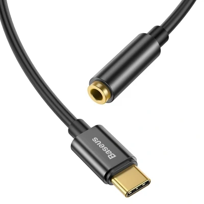 Afbeelding van Baseus USB C to 3.5mm headphone Jack Zwart