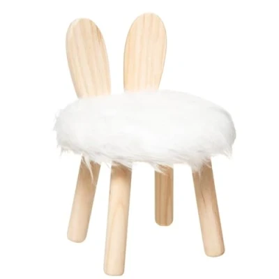 Afbeelding van Atmosphera Kruk konijn wit hout D27 x H38 cm kinderkrukje/kinderstoeltje