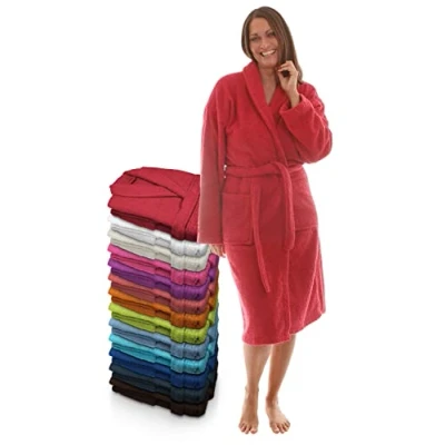 Afbeelding van LEBENGOOD Uniseks ochtendjas voor dames en heren, 100% katoen, badstof, 400 g, met riem, tassen, douche, zachte badjas, handdoek, Bordeaux