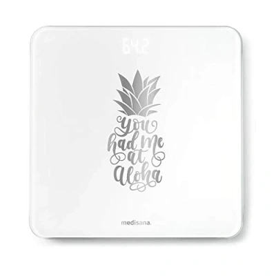 Image de Medisana PS 439 pèse personne numérique jusqu&#039;à 180 kg, en verre, affichage LED invisible, à motif, activation &quot;Step On&quot;, Pineapple