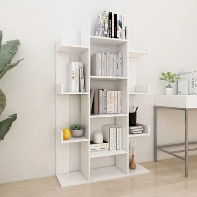 Afbeelding van Boekenkast 86x25,5x140 cm bewerkt hout wit