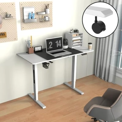 Afbeelding van Game bureau Stryn op wielen zit sta elektrisch 120x60x72 117 cm wit en zwart pro.tec