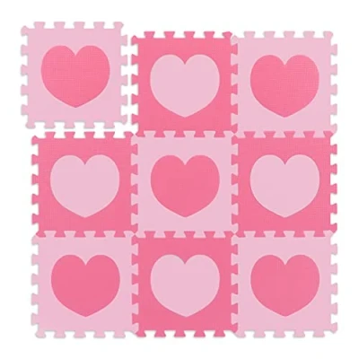 Afbeelding van Relaxdays speelmat foam hart zachte puzzelmat speeltegels kinderkamer kinderen roze felroze