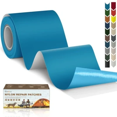 Afbeelding van Cahomo Nylon reparatiepatches, zelfklevend, waterdicht, voor jassen, tenten, outdoorkleding, 7,6 x 200 cm, blauw