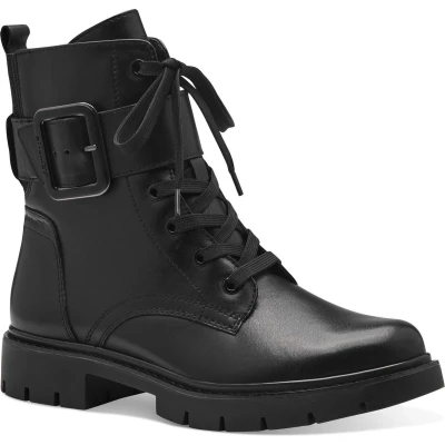 Afbeelding van Tamaris Enkellaarsjes met plateauzool, Dames, Maat: 36, Black nappa Leer/ synthetisch