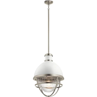 Afbeelding van Kichler LED Pendelarmatuur Tollis 1X E27 Max 40W Dimbaar Brushed Nickel &amp; White