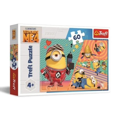Afbeelding van Trefl Despicable Me 4, Happy Minions puzzels 60 stukjes Kleurrijke met stripfiguren, creatief entertainment, vrije tijd voor kinderen vanaf 4 jaar