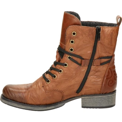 Afbeelding van Rieker Veterboots, Dames, Maat: 36, Cognac Hoogwaardig imitatieleer