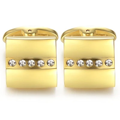 Afbeelding van Honey Bear Kristal Vierkante Manchetknoop Critale Goud Man Shirt Pols Rvs Kraag Commerciële Bruiloft, Roestvrij staal, Crystal, rvs,
