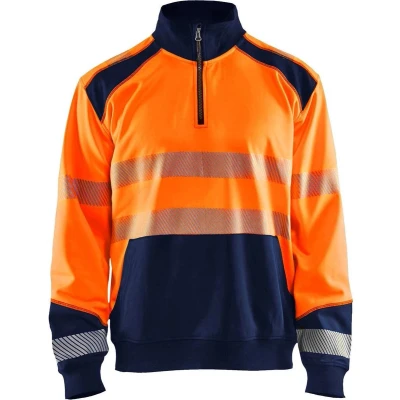 Afbeelding van Blaklader Sweatshirt halve rits High Vis 3556 2528 Oranje/Marineblauw XXL
