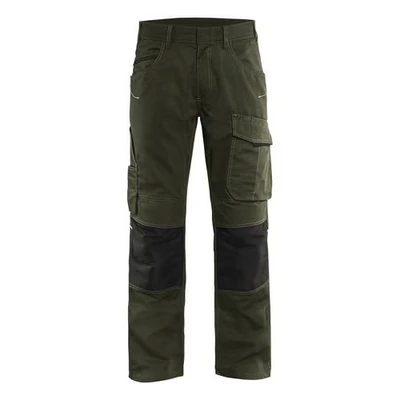 Image de Pantalon services stretch vert olive/noir, détails réfléchissants