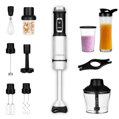 Afbeelding van Zeegma Handy Nuttig Staafmixer 1500W Titanium Messen Turbo modus Universele Accessoireset Ergonomisch Handvat LED Verlichting Anti Kras Coating Snelheidsregelaar