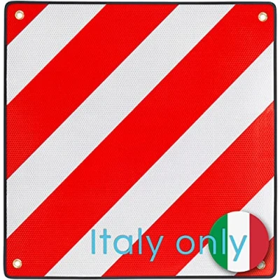 Afbeelding van PLANGER® waarschuwingsbord Italië (50 x 50 cm) Rood en wit reflecterend voor fietsendrager