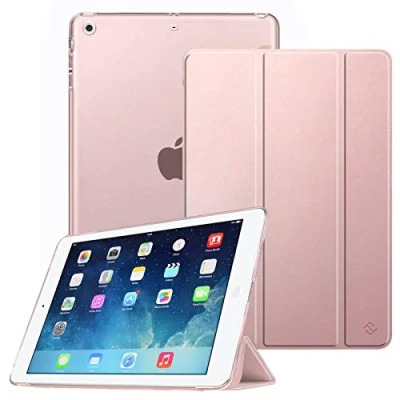 Afbeelding van Fintie Hoes voor iPad Air 2 (model 2014) / 2013) ultradun, ultralicht, met transparante achterkant automatische slaap/waakfunctie, roségoud