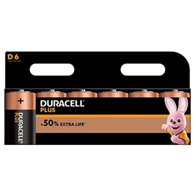 Afbeelding van Duracell Plus Power Type D alkaline batterijen, verpakking van 6 stuks