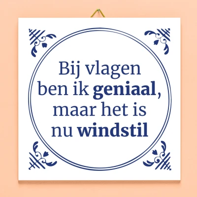Afbeelding van Tegeltje Bij Vlagen Ben Ik Geniaal