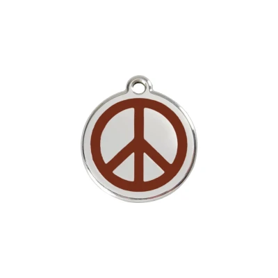 Afbeelding van Peace Brown roestvrijstalen hondenpenning small/klein dia. 2 cm RedDingo