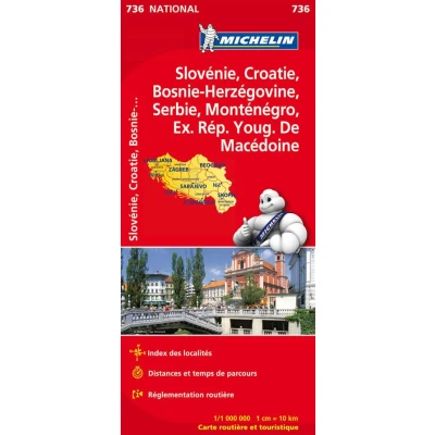 Image de Carte Nationale Slovénie, Croatie, Bosnie Herzégovine, Serbie, Monténégro, Ex. Rep. Youg. De Macédoi