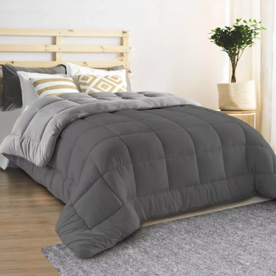 Image de Couette 220x240 CM ZOE polaire biface gris clair et 400 gr