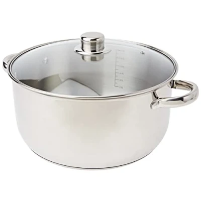 Image de Crealys 502386 faitout en inox 8 l + couvercle verre diamètre: 28 cm