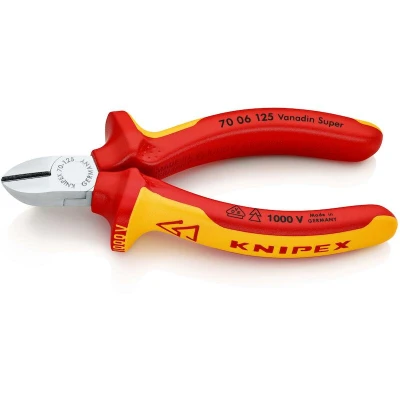 Image de KNIPEX 70 06 125 pince coupante diagonale isolée avec poignées à plusieurs composants, testée par VDE, chromée mm
